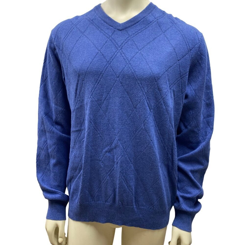 ALLAN FLUSSER MENS V NECK COTTON CASHMERE SWEATER XL